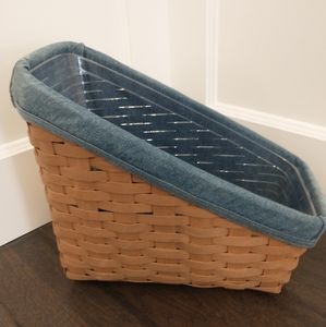 Longaberger Magazine Basket Denim & Plastic liners